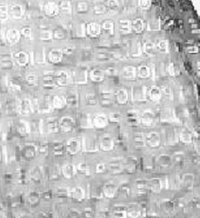Close up of embosed text